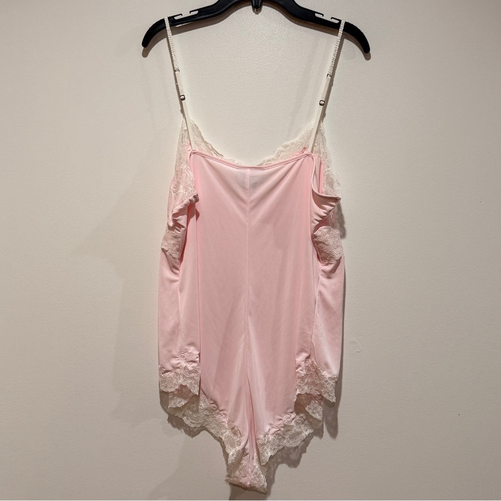 Natori Womens Teddy Silky Lingerie Romper Large L Pink Lace Trim Romantic Femini - Picture 3 of 9